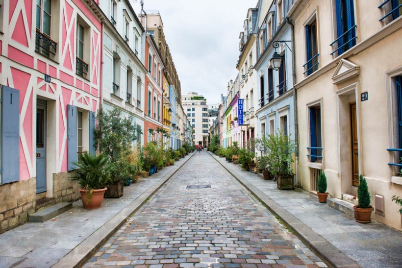 Rue Crémieux, Paris, France - colourful buildings, July 27, 2015